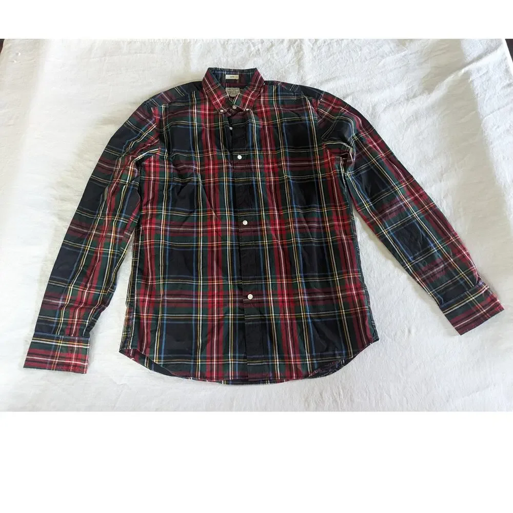 J. Crew Mens Size L Secret Wash Shirt Button Down NWOT Plaid Organic Cotton